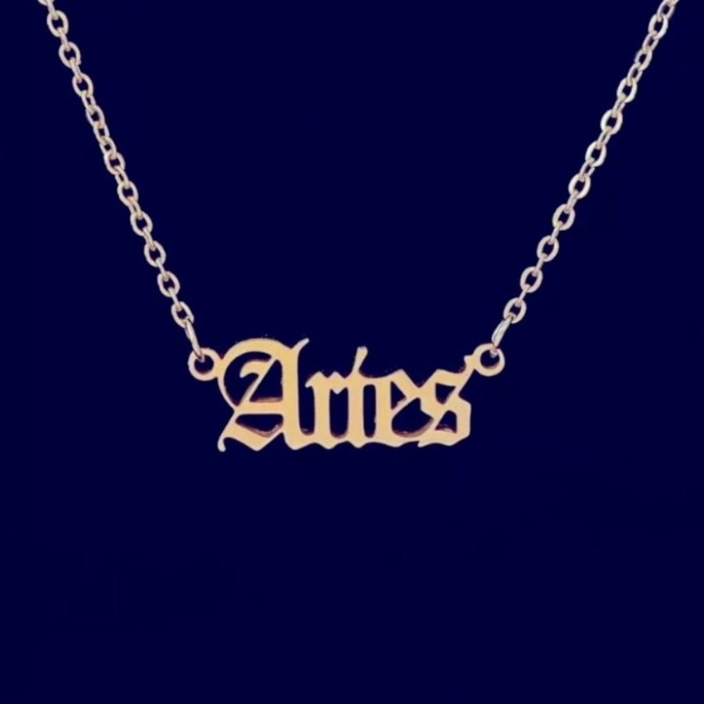 12 Astrological Letter Pendants Gold Necklace 925 - Picture 2 of 13